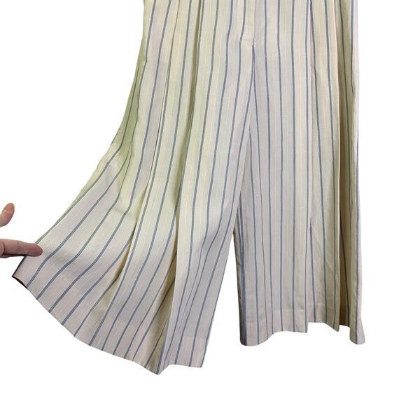 CLUB MONACO PANT STRIPED A-LINED HIGH WAISTED WIDE LEG CULOTTES CROP CREAM PANT - Picture 4 of 16